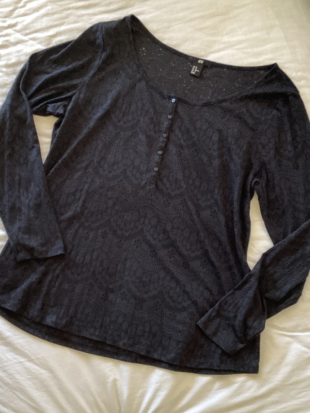 H&M Black Long-Sleeve Scoop Neck Top